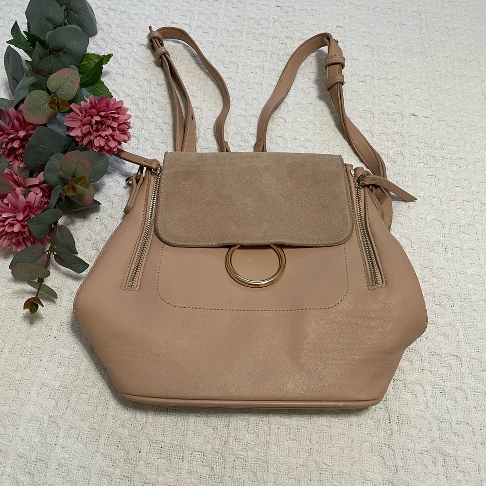 Moda Luxe Soft Pink and Tan Backpack with Gold Accent~ On the go~ Casual